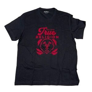 True Religion 2XL T-Shirt Black Red Buddha Graphic Streetwear Iconic